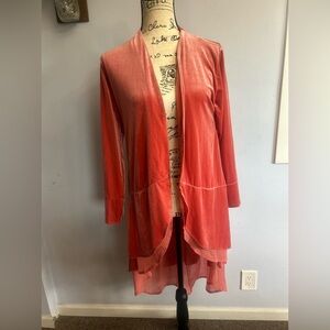 R.Vivimos cardigan velvet sunset pink color chiffon ruffle‎ Victorian whimsical